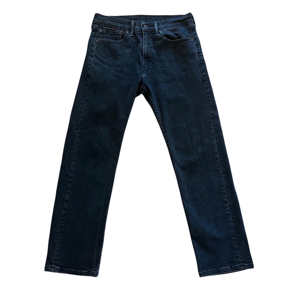 Levis 505 Dark Wash Black Denim Regular Fit Straight Leg Jeans‎ Mens 32x30
